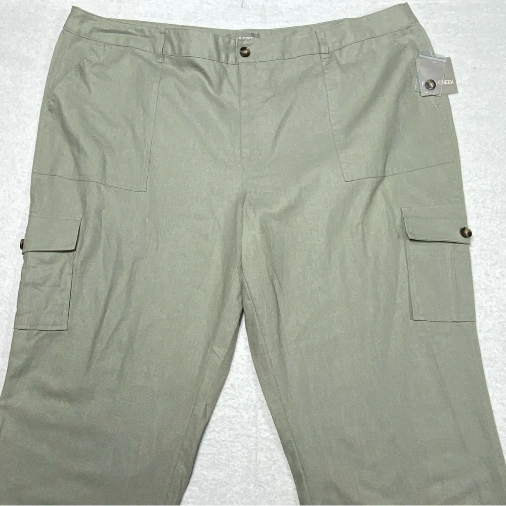Falls Creek Cargo Pants Women Plus 24 Sage Gray Crop Stretch Casual Workwear NWT - Picture 2 of 16
